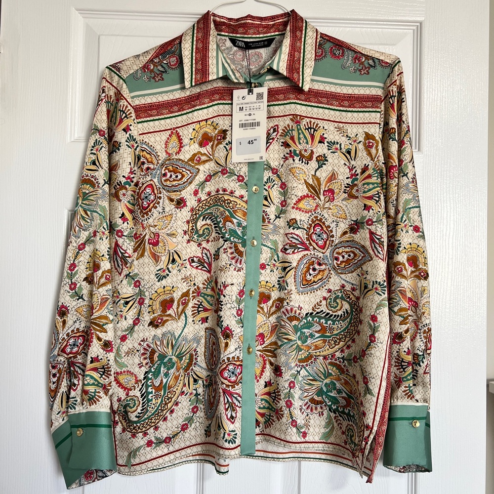 NWT Zara Print Blouse